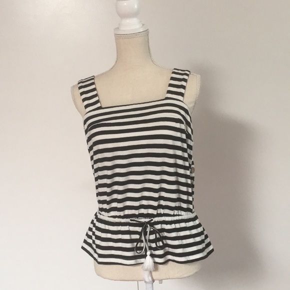 Lucky Brand Black and White Stripe top - Picture 1 of 4